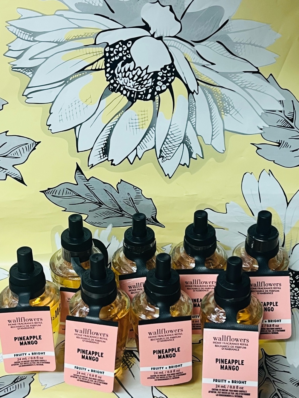 QTY 8 - Bath & Body Works PINEAPPLE MANGO Wallflowers Home Fragrance Oil Refills